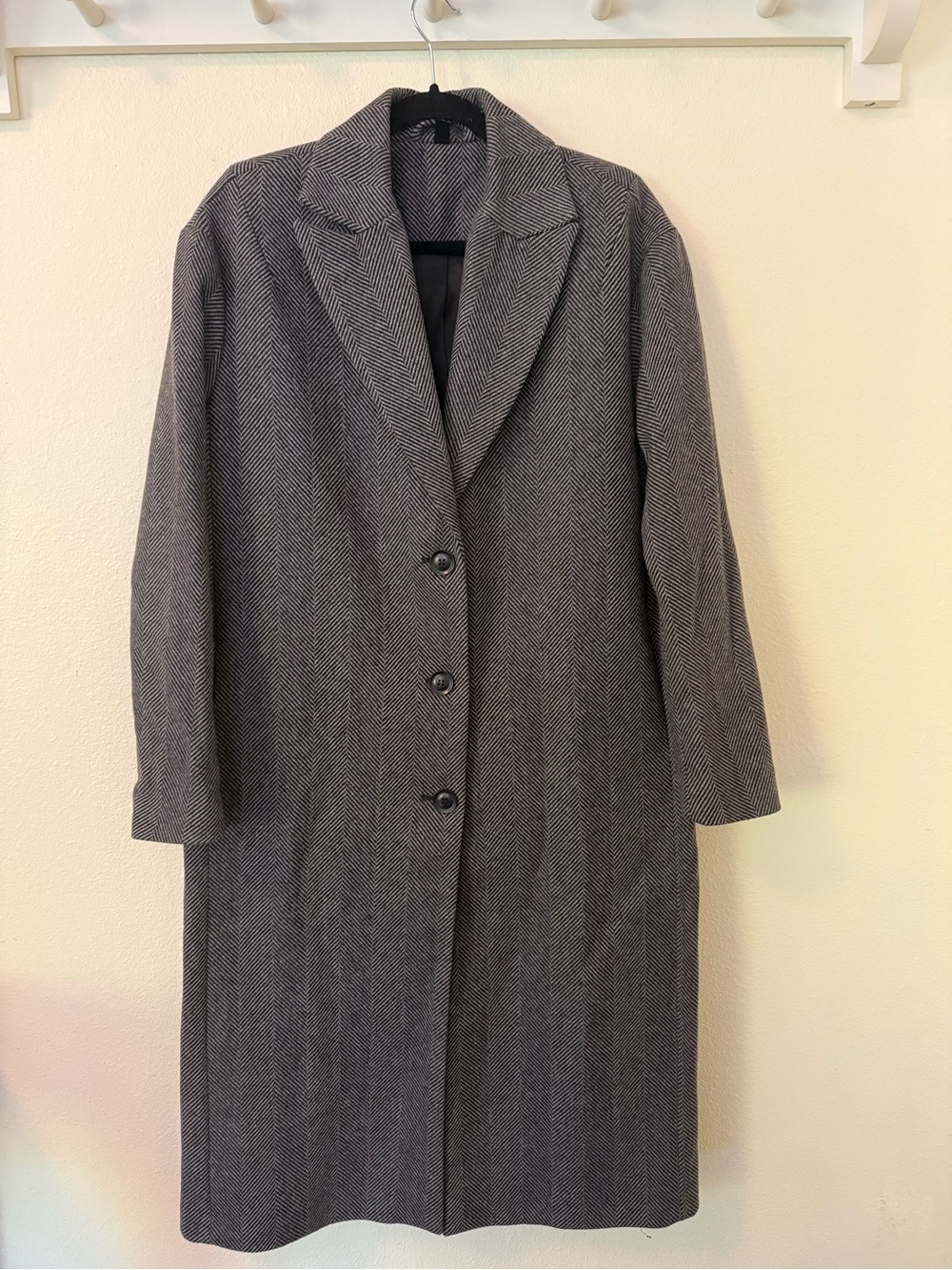 & Other Stories Long Herringbone Wool Coat - Gray